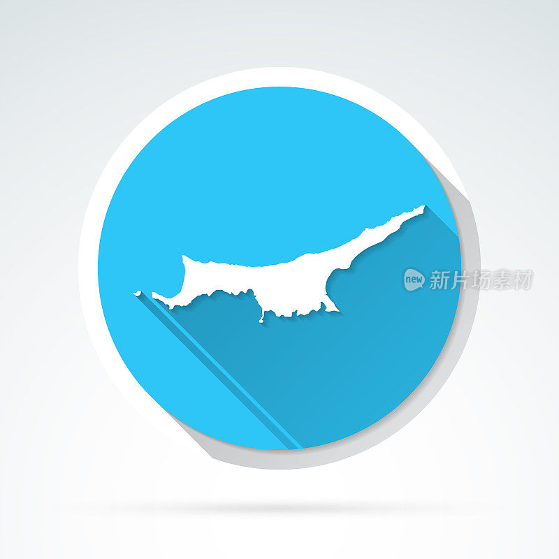 北塞浦路斯地图图标-平面设计与长阴影