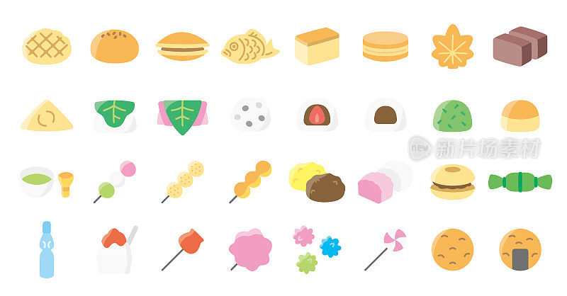 日本甜品及甜品图标套装(单色版)