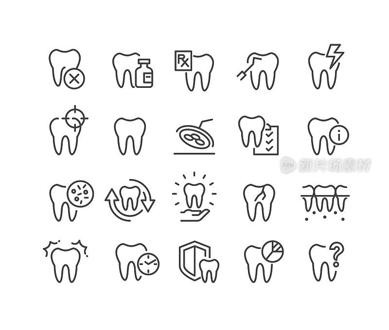 牙齿和牙齿健康图标-经典系列