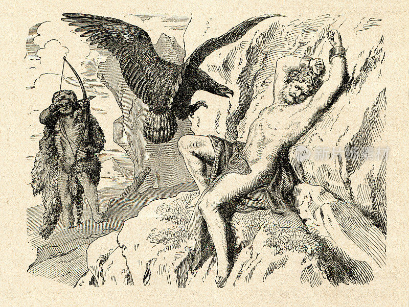 赫拉克勒斯将普罗米修斯从鹰画中解救出来