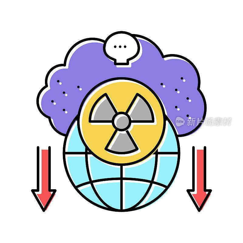 原子能社会问题彩色图标矢量插图