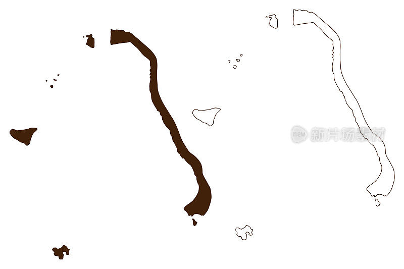 毛皮哈岛(法国，法国共和国，太平洋，社会群岛群岛，法属波利尼西亚)地图矢量插图，涂鸦草图莫皮利亚地图