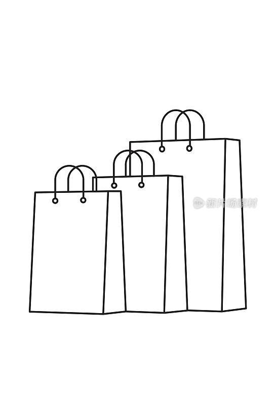 购物袋图标矢量插图单色。