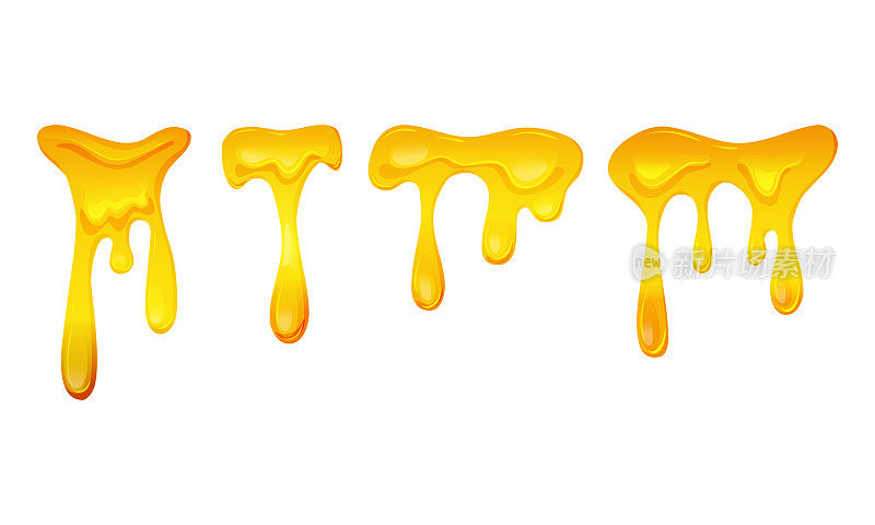 流动的黄色粘性液体柠檬果冻或蜂蜜。