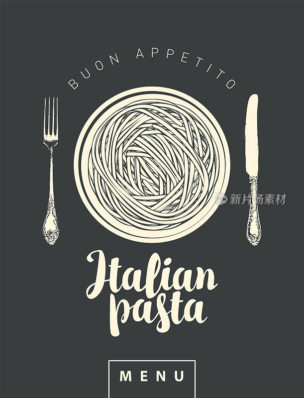 意大利面食餐厅的横幅或菜单