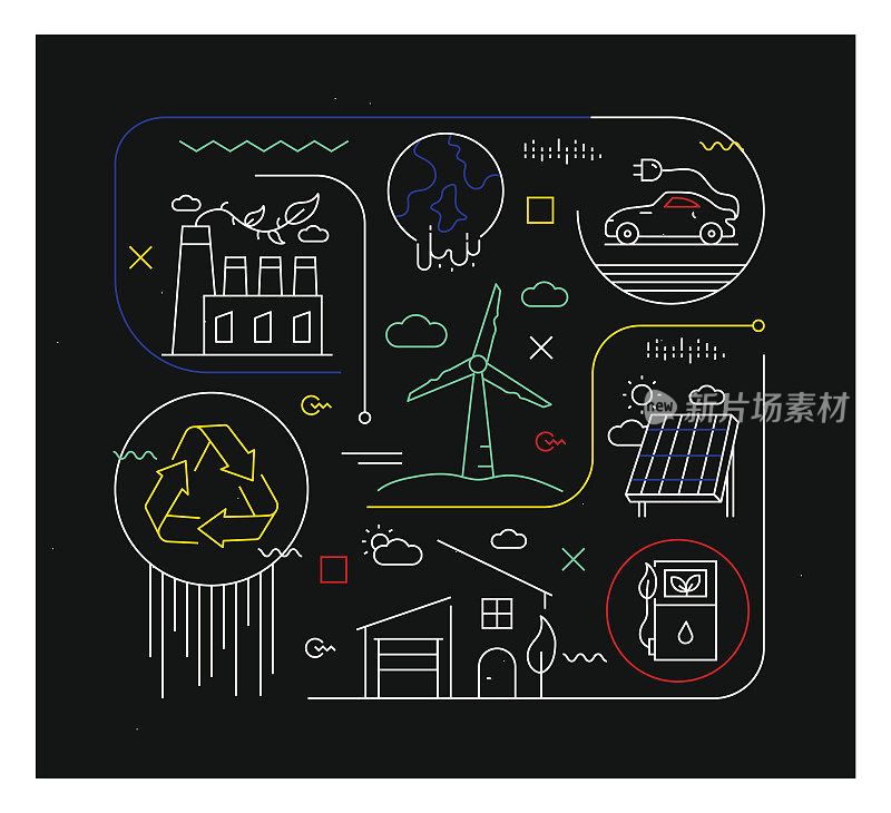绿色能源设计的现代插图。