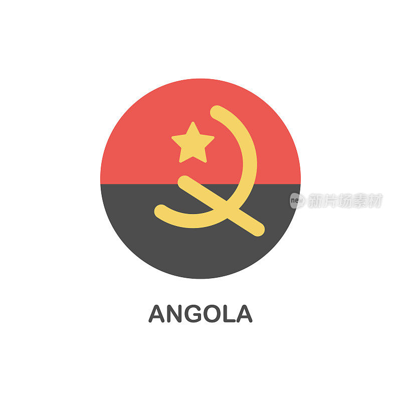 简单的旗帜安哥拉-矢量圆平面图标