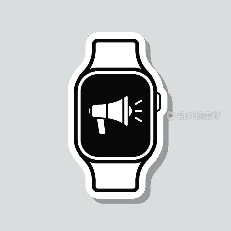 Smartwatch扩音器。图标贴纸在灰色背景