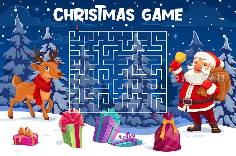 圣诞节迷宫迷宫，帮助小鹿找到圣诞老人