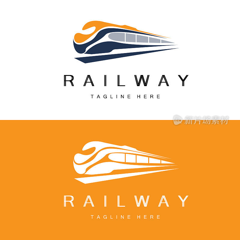 火车图标设计。快速列车轨道矢量，快速运输车辆插图，设计适合机车铁路公司陆路运输和快速运输