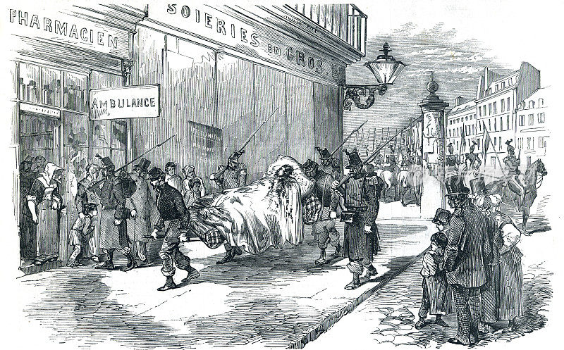 法国革命把伤员送往医院