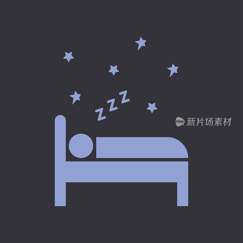 晚上在床上睡觉的人图标。