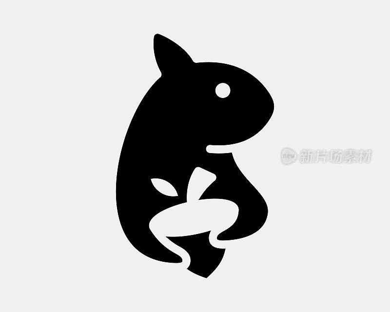 松鼠花栗鼠持有橡子负空间平面剪影最小独特的吉祥物矢量设计
