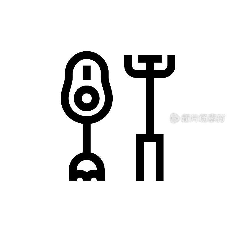手动搅拌器线条图标,设计,像素完美,可编辑笔触。标志、标志、符号。家具。
