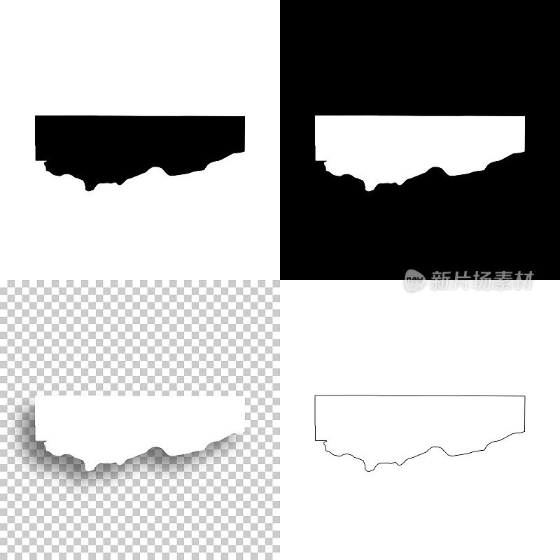 克利基塔特县，华盛顿州。设计地图。空白，白色和黑色背景