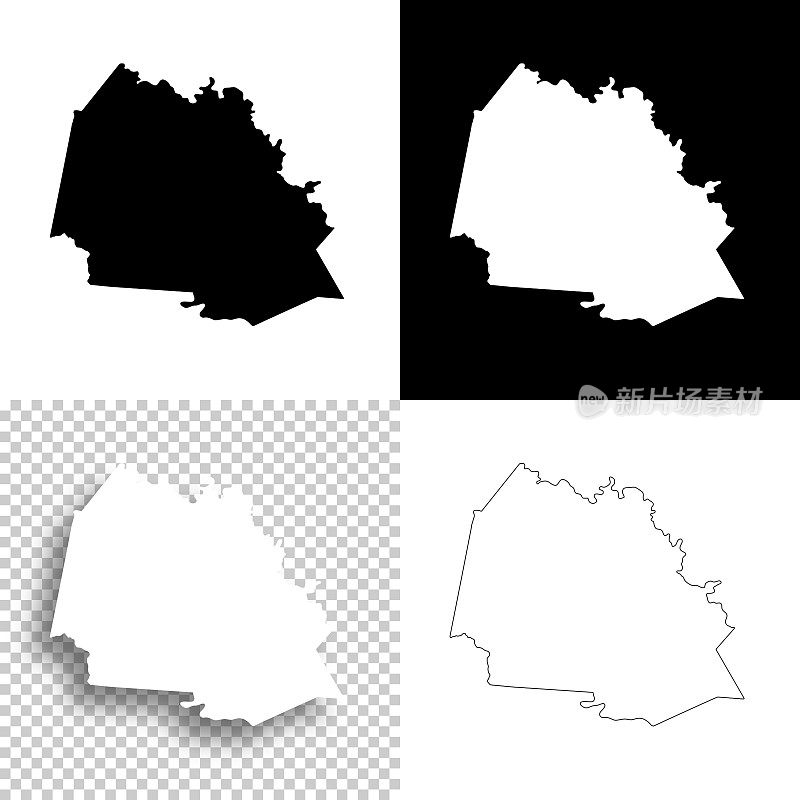 西弗吉尼亚州费耶特县。设计地图。空白，白色和黑色背景
