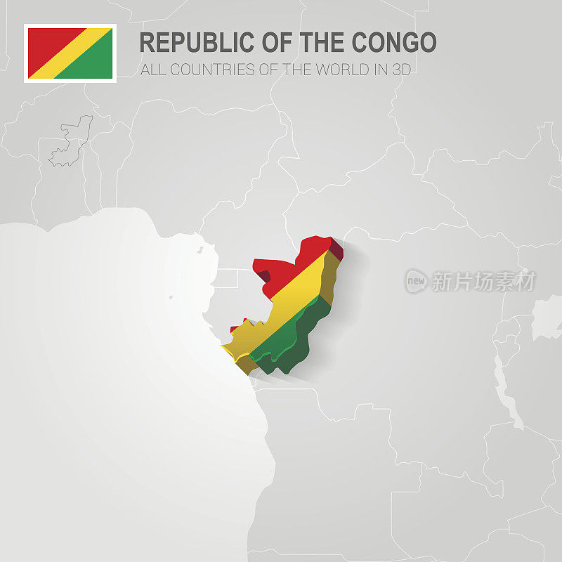 刚果共和国在灰色地图上。