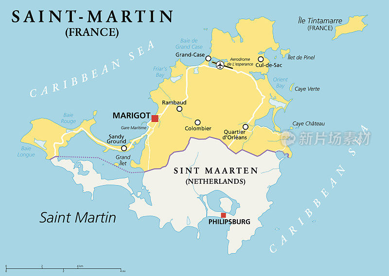 圣马丁地区政治地图