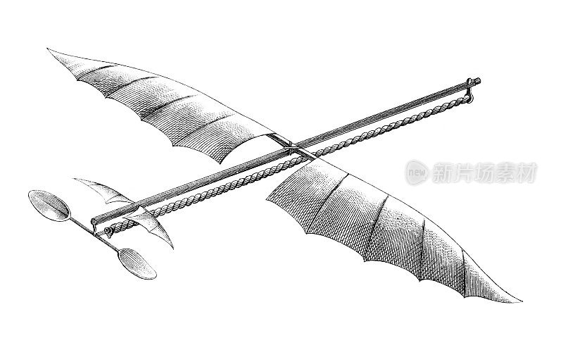 19世纪的飞行机器雕刻