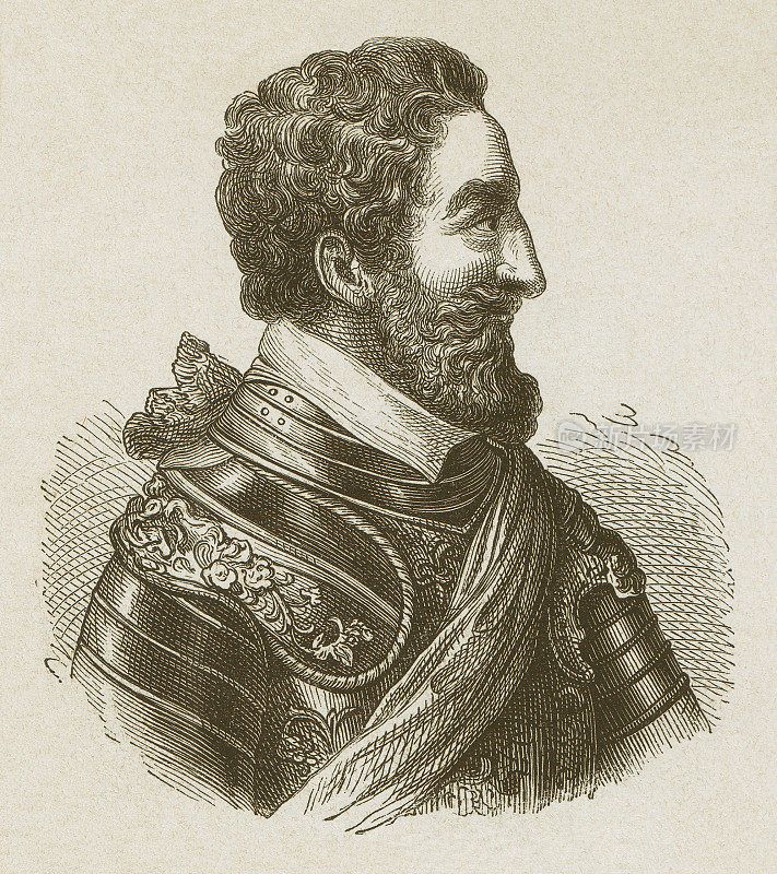 亨利四世(1553-1610)，法国国王，木刻，1877年出版
