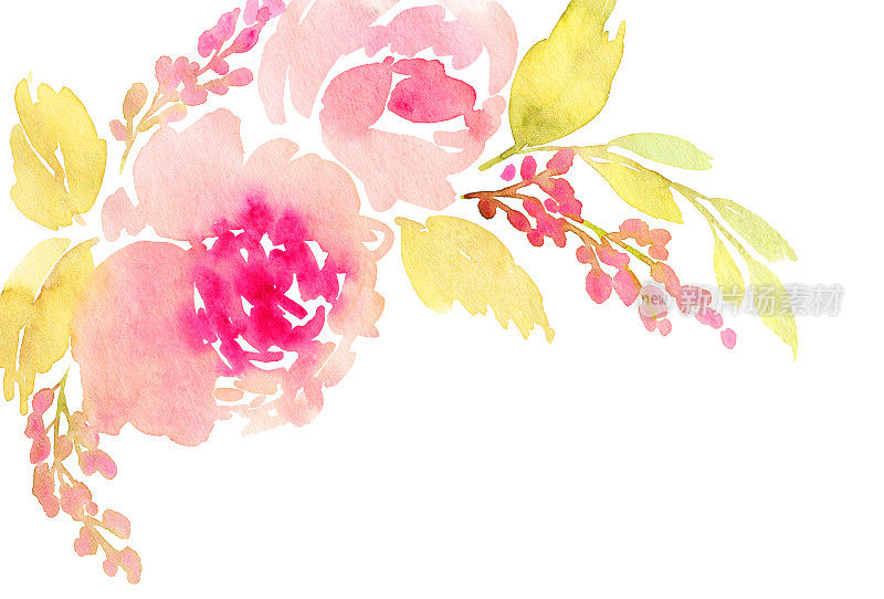 贺卡。水彩花卉背景