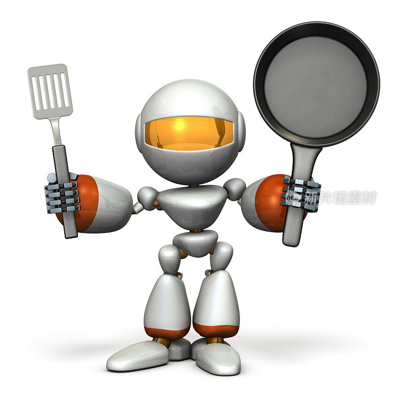 可爱的机器人挑战烹饪