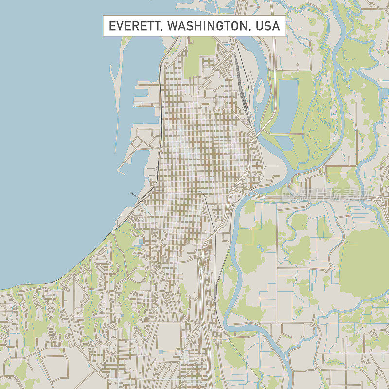 埃弗雷特华盛顿美国城市街道地图