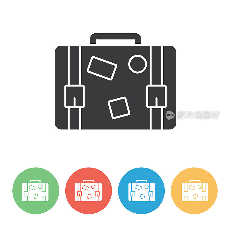 简单的旅游图标在圆形的颜色基地-行李