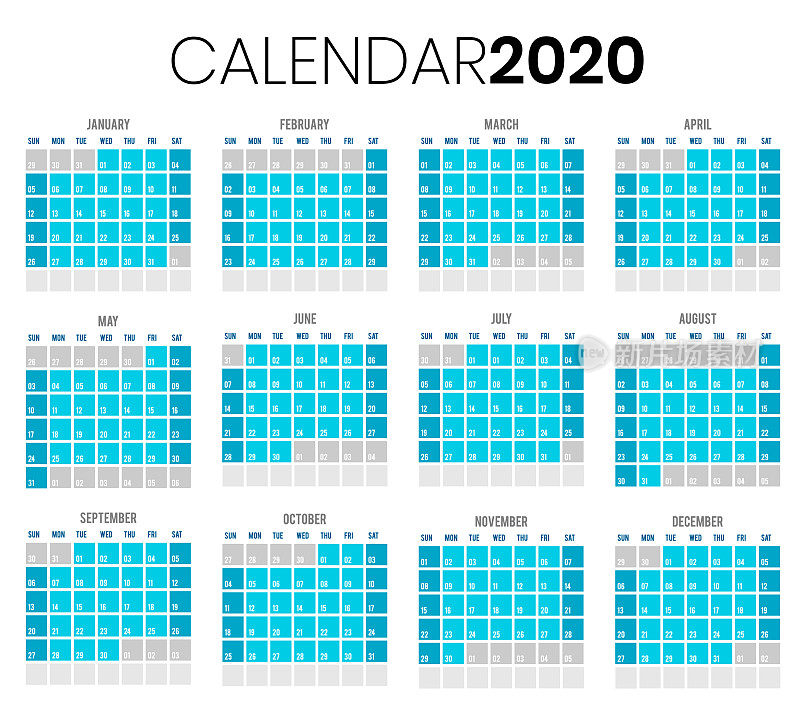 日历2020包括美国假期