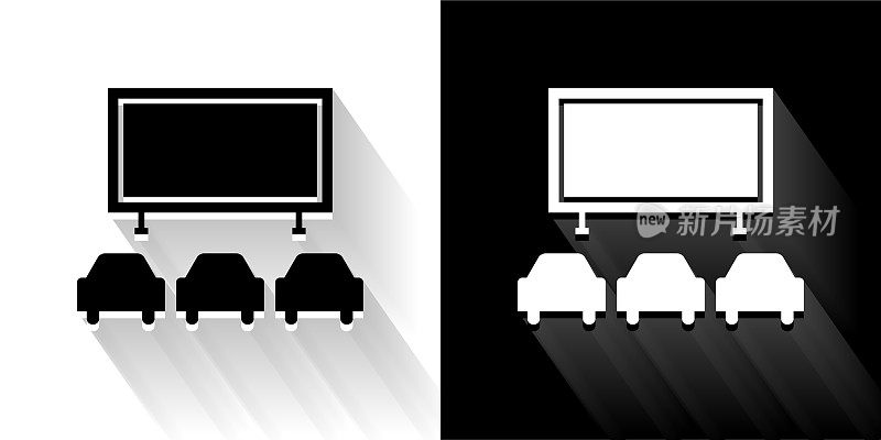 电影院黑色和白色与长影子的图标