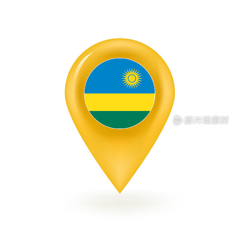 卢旺达国旗地图大头针图标