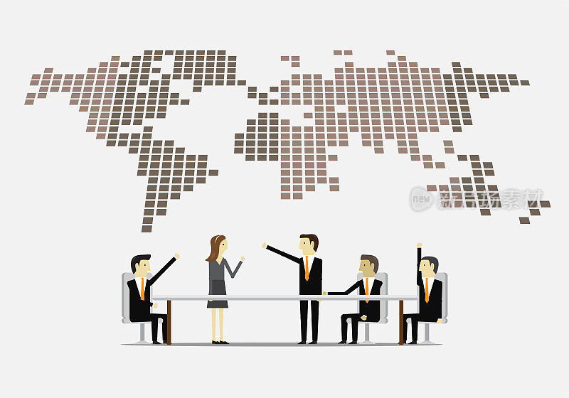 商务会议与世界地图
