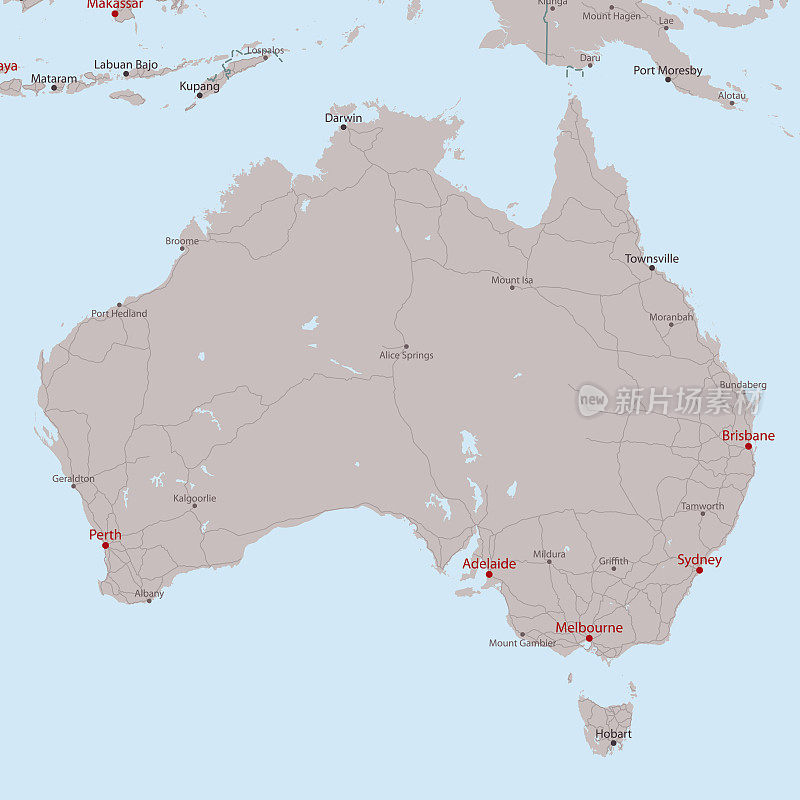 澳大利亚旅游矢量地图