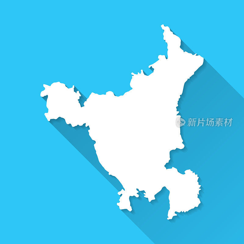 哈里亚纳邦地图与长阴影在蓝色背景-平面设计