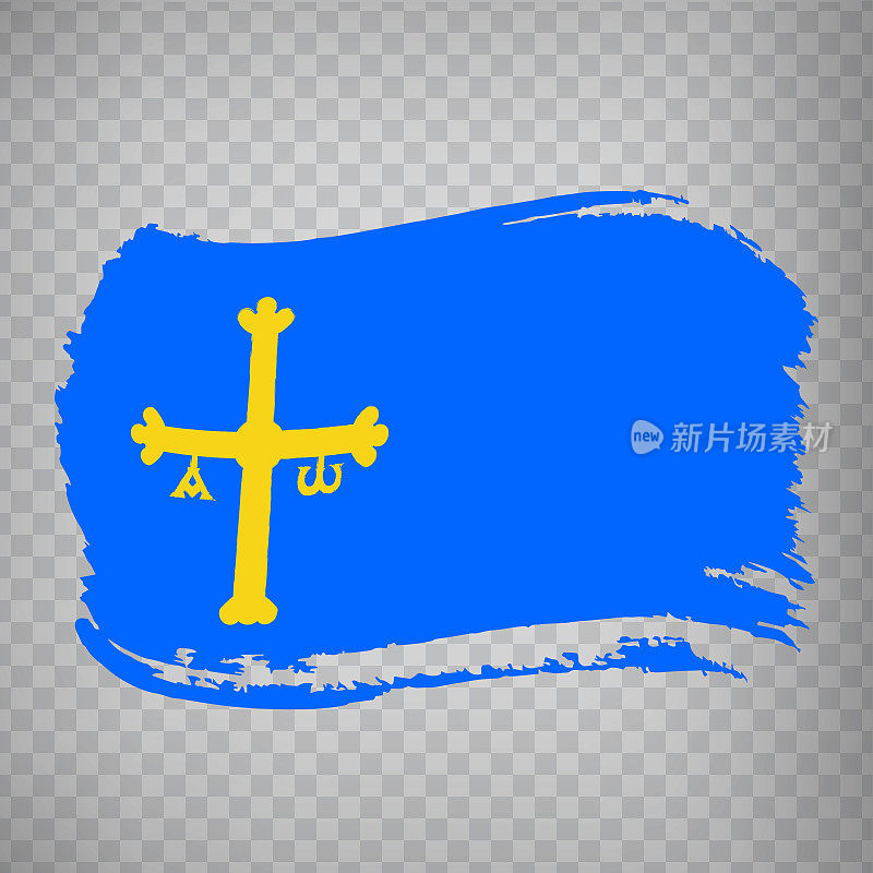 阿斯图里亚斯旗帜的笔触。旗帜自治社区阿斯图里亚斯的西班牙透明背景为您的网站设计，应用程序，UI。西班牙王国。EPS10。