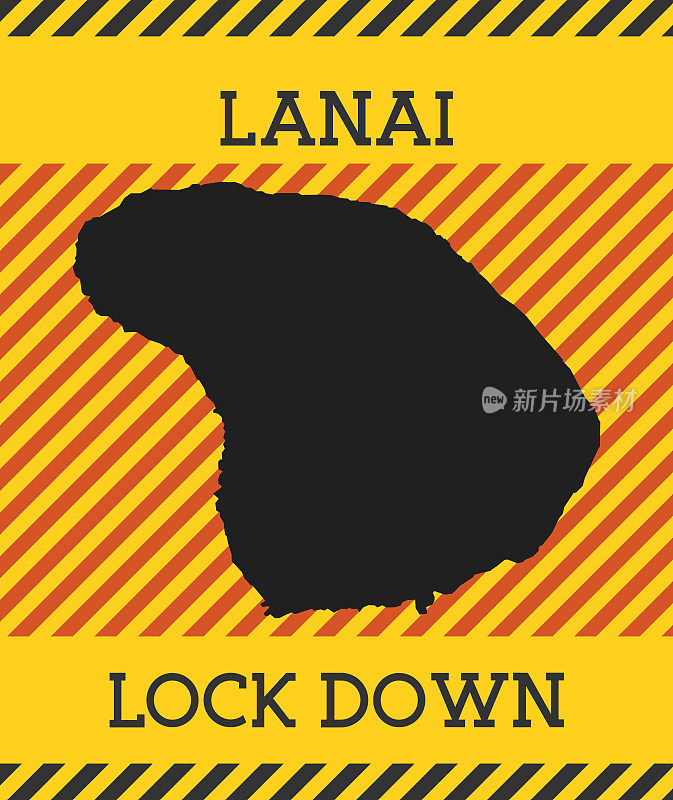 拉奈岛锁定标志。黄岛流行病危险图标。