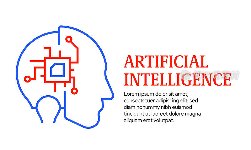 人工智能概念，矢量线图标模板设计