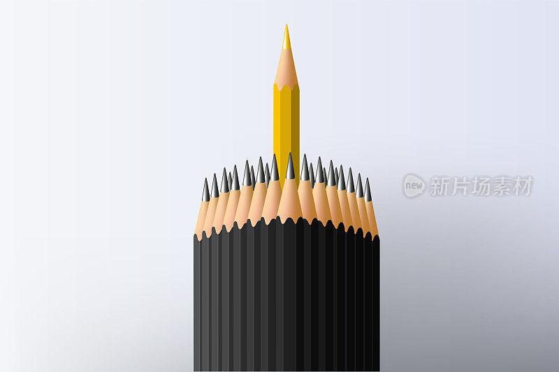 概念的领导者用铅笔的符号包围他的部队。
