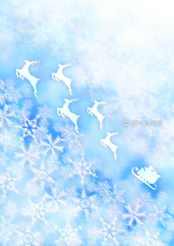 圣诞老人在浅蓝色雪世界奔跑的插图
