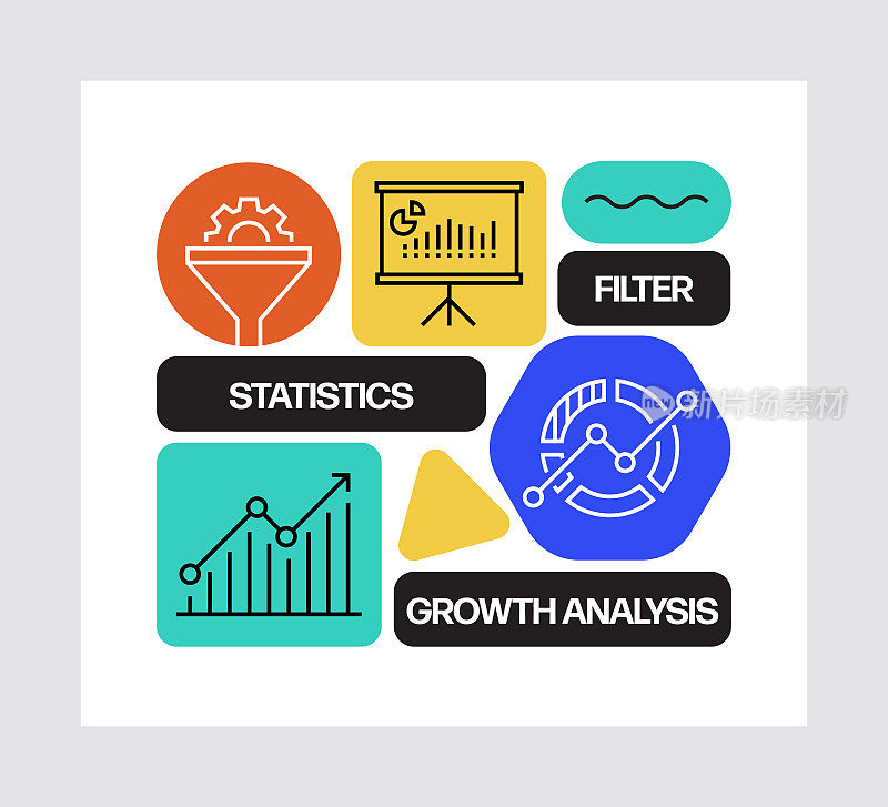 研究和分析概念，线条风格矢量插图