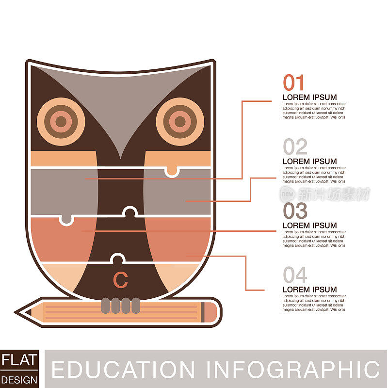 带文字和图标的猫头鹰教育信息图