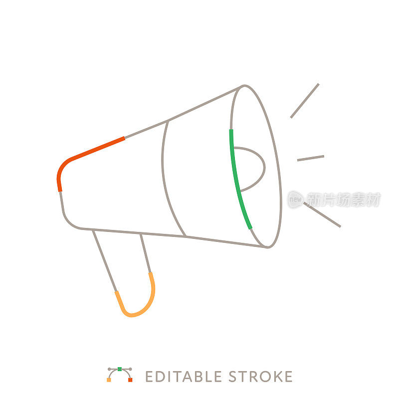 扩音器多色线图标与可编辑的Stroke