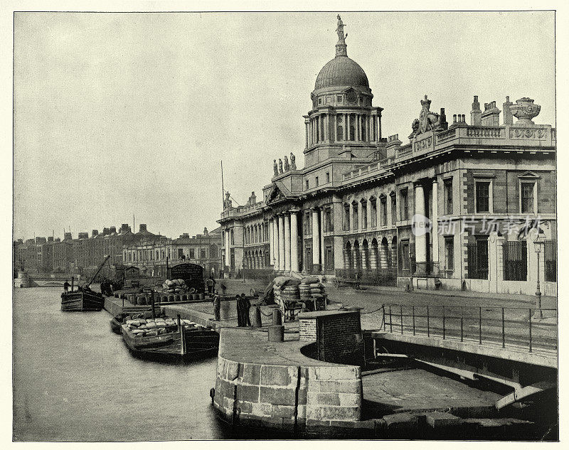 海关大楼，都柏林，爱尔兰，1890年代，19世纪，建筑，帕拉第安，新古典主义