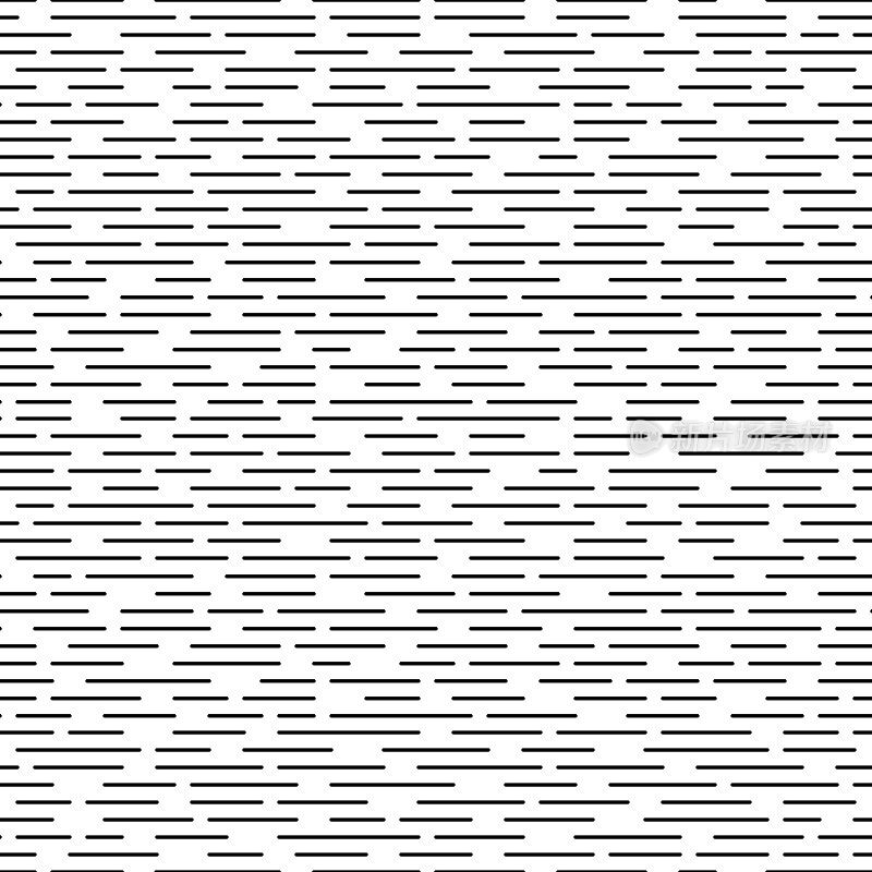 无缝矢量图案水平黑色细线与圆形的末端。无缝简单的黑白几何线性质感。