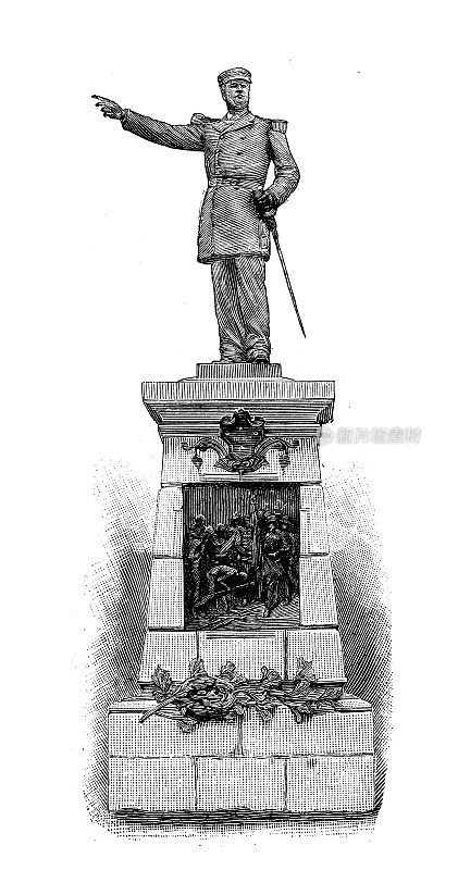 古董插图:奥里上将的雕像