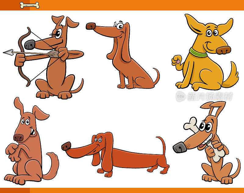 卡通狗和小狗动物人物设定