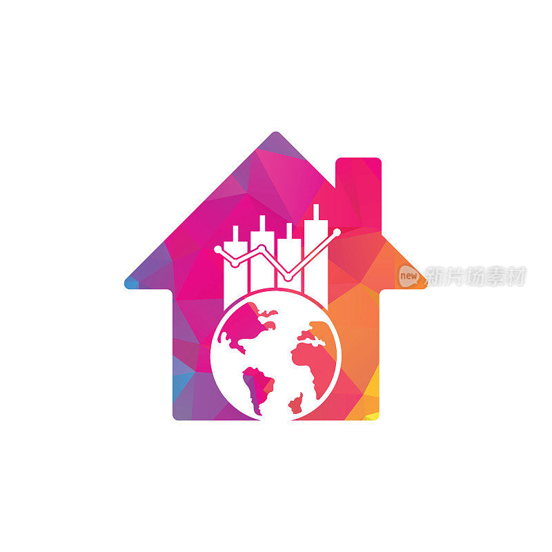 世界财经及家居造型概念标志设计概念。