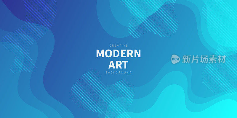 流体抽象设计与蓝色梯度-时髦的背景
