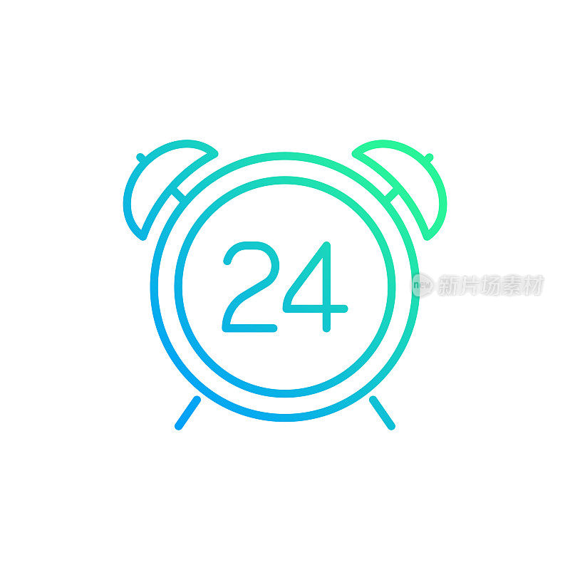24小时渐变线图标。Icon适用于网页设计、移动应用、UI、UX和GUI设计。