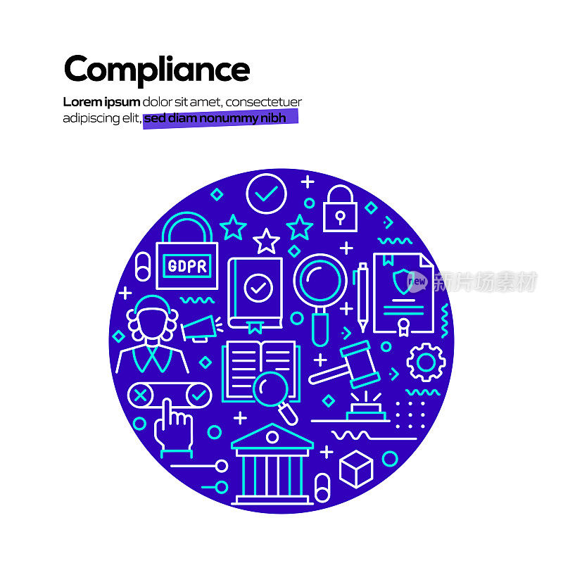 网页,标题,小册子,年度报告和书籍封面的合规相关横幅设计